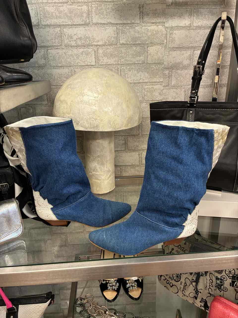 Vintage ELiot Denim with White Lace Boots Size 8