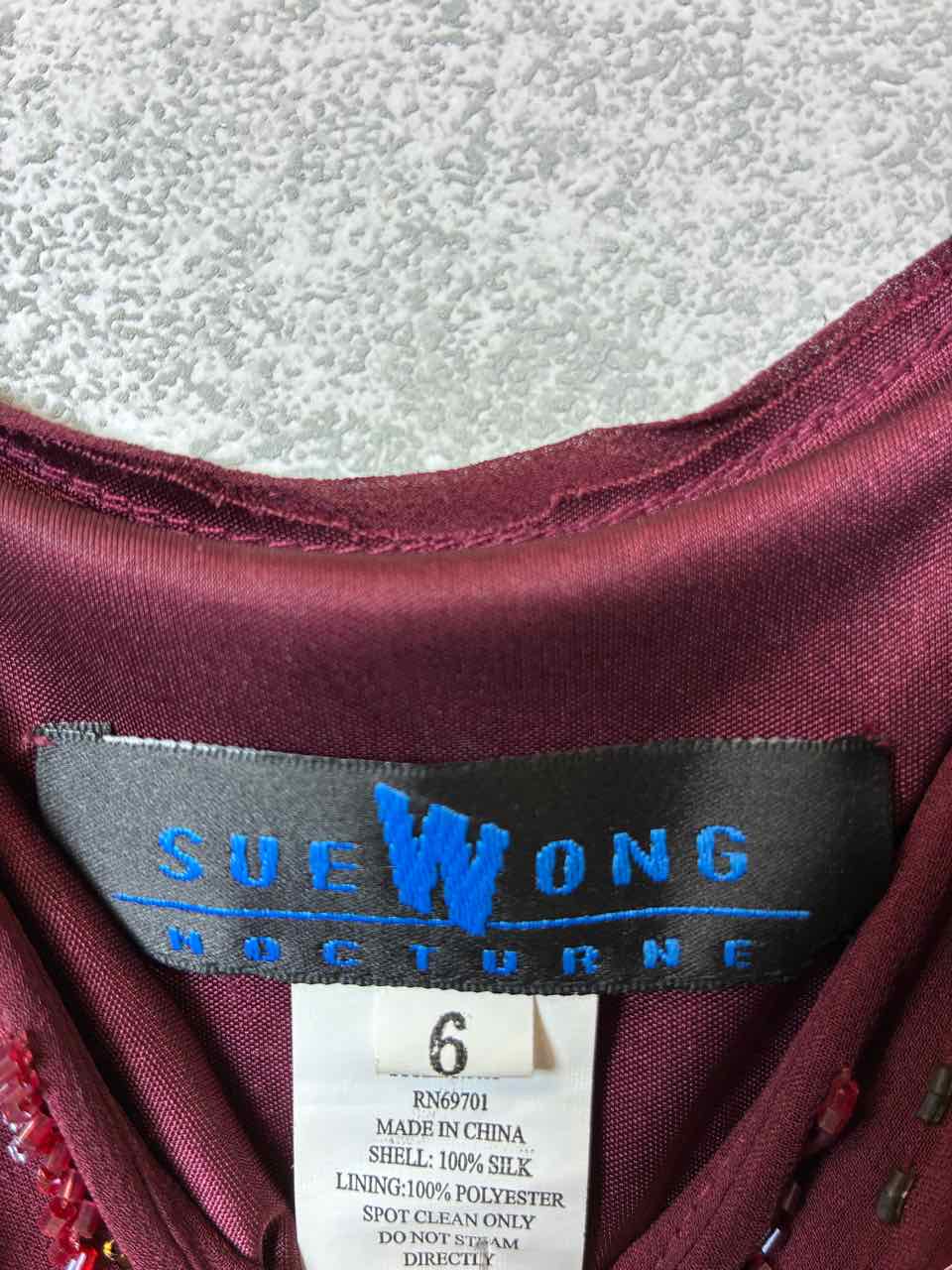 Size 6 Sue Wong Burgundy Dress