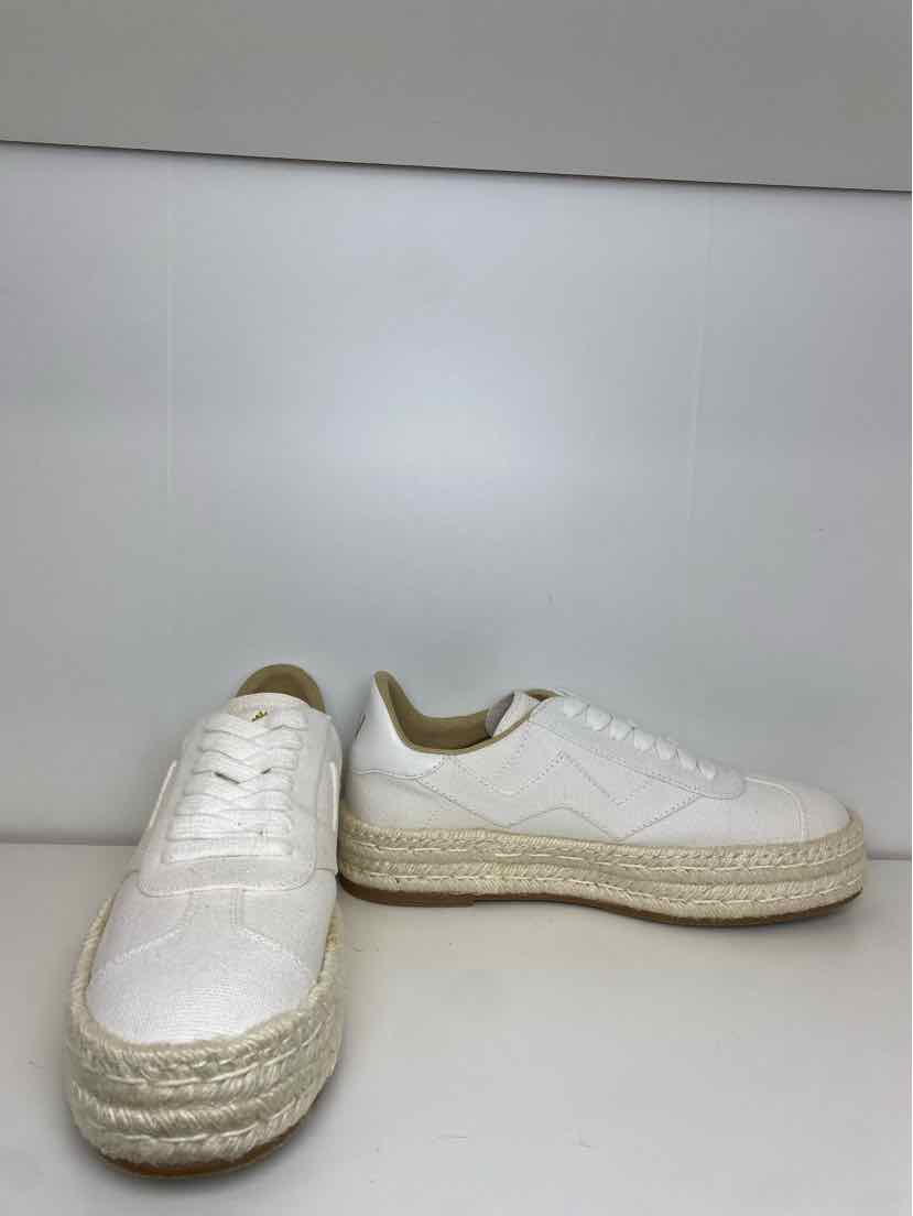 Stuart Weitzman 6.5 Daryl Espadrille Sneaker in White Canvas with a Jute Sole