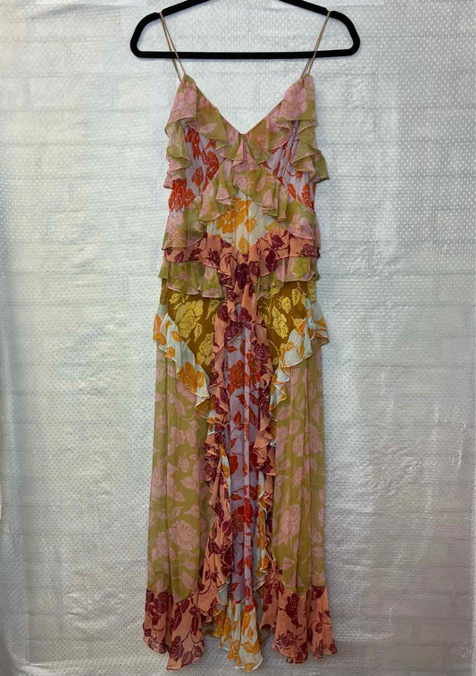 ZimmerMan Multi Colored Rose Ruffle Slip Dress Size 2