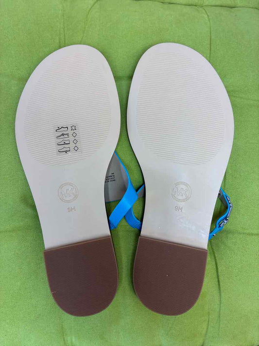 Michael Kors Santorini Blue Leather Daniella Flat Thong 9. Brand New never Worn
