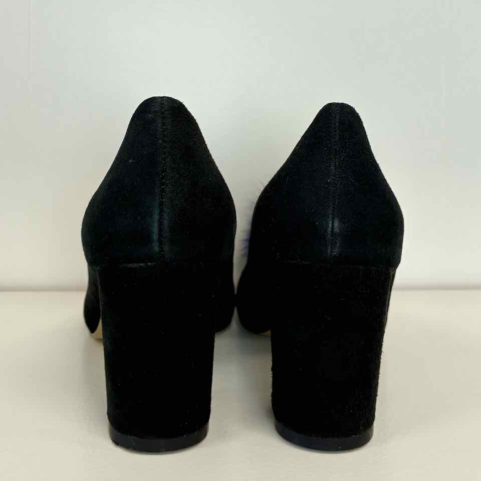 Bettye Mueller Black Suede Pumps with Pompom  7