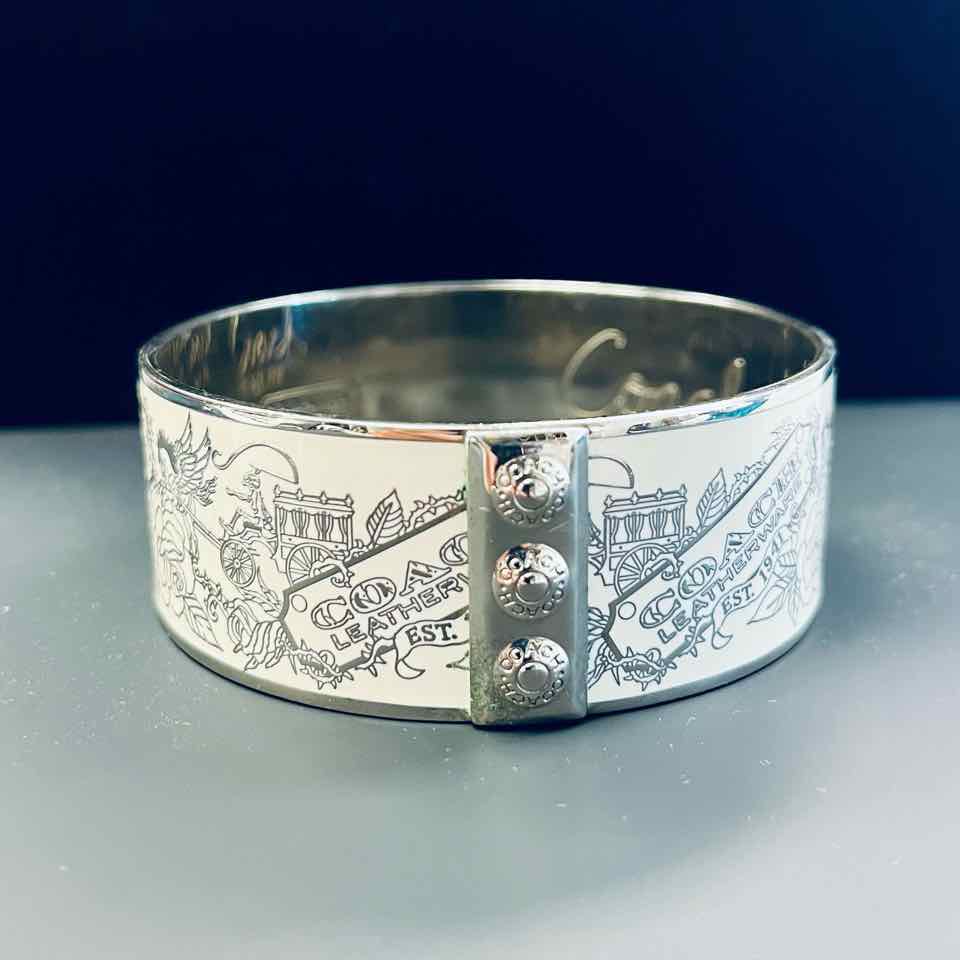 Coach Silver and Cream  Bangle Floral