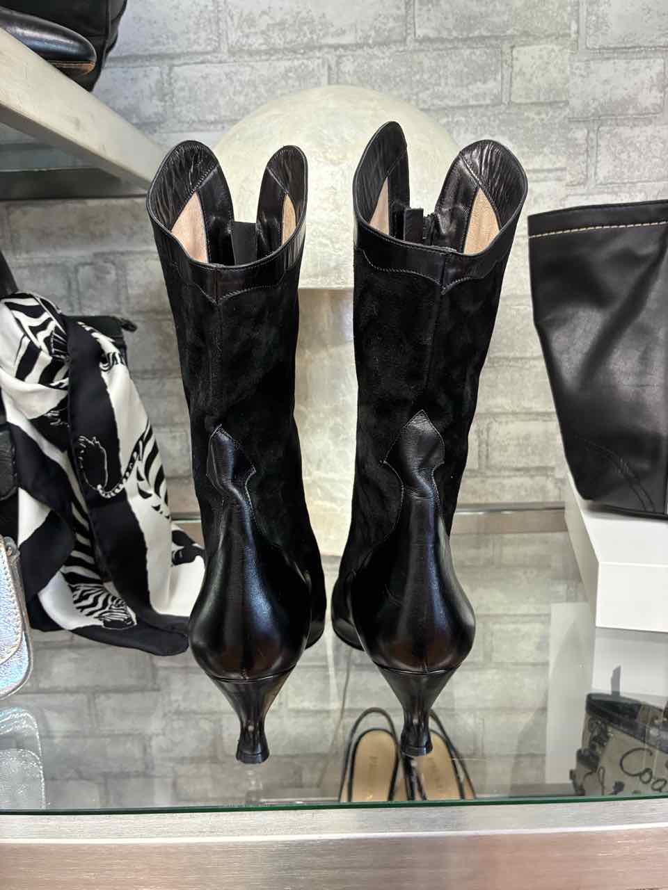 Vintage Peter Fox Black Suede and Leather Boots Size 9