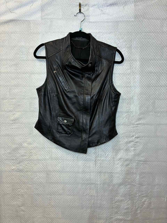 Trina Turk black soft leather vest 8/M