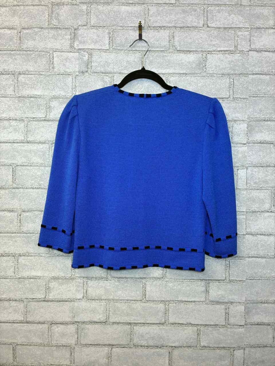 St John Blue Zip Up Blouse Size 2