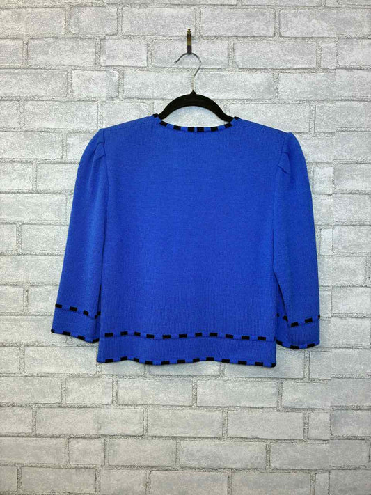 St John Blue Zip Up Blouse Size 2