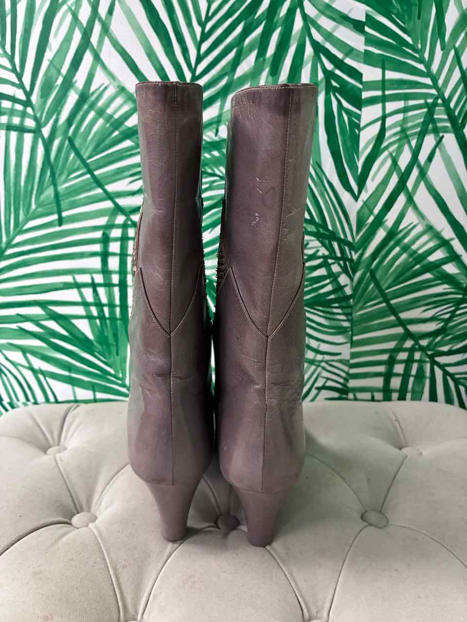 Vintage 1980's Bruno Magli Gray Leather w/ Snake Skin Boot Size 37