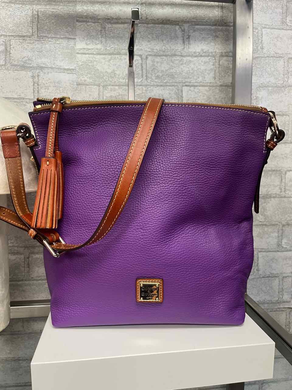 Dooney and Bourke Pebble Twist Strap Hobo Purple Plum Shoulder Handbag