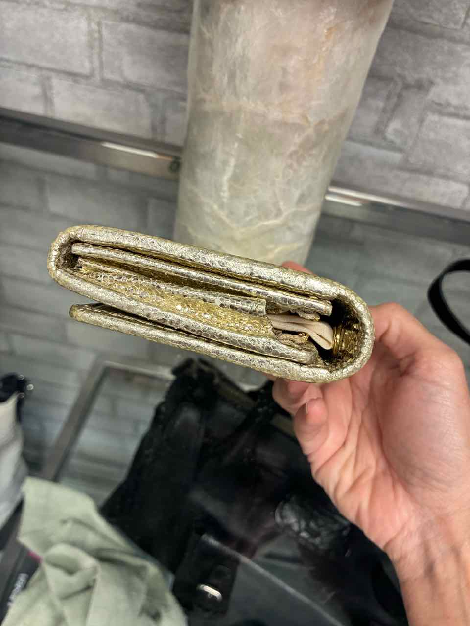 Jimmy Choo Gold/Silver Glitter Wallet/Clutch/Bag