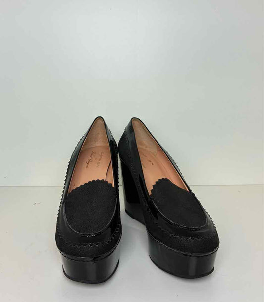 Carven Size 38.5 Black Mary Jane Style Wedges