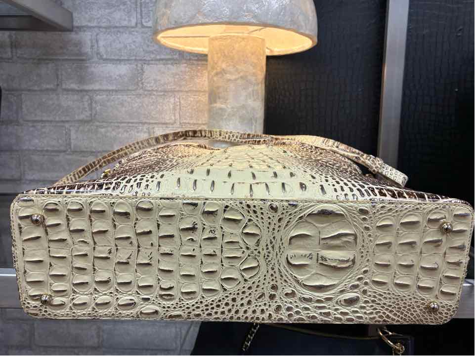 Brahmin Elaine Croc-Embossed Cream Satchel Purse