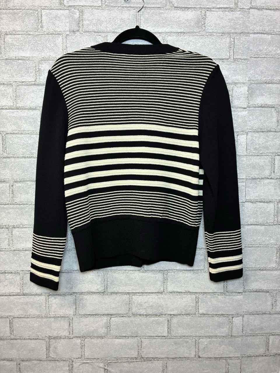 St John Black and white Button Up Knit Blouse size Small