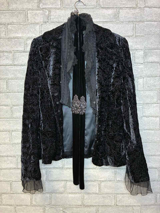 Elie Tahari Black Velvet Jacket Size M