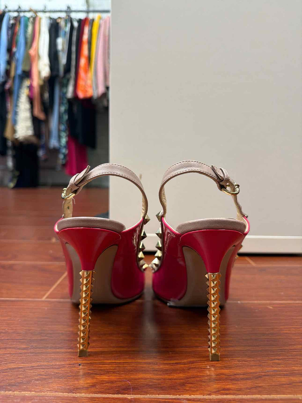 Valentino pink and gold studdeded heels