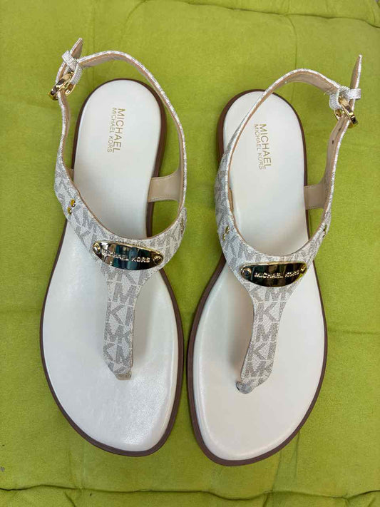 Michael Kors Shoe Size 9.5 Vanilla MK Plate Thong