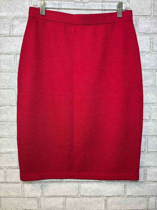 St.John Red Knit Pencil Skirt. Size 10