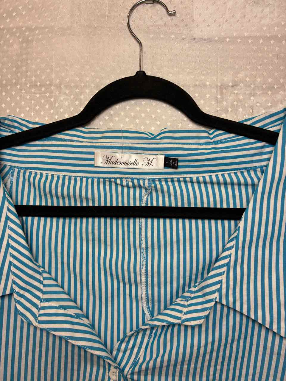 Mademoiselle M Blue and white Stripe Blouse Size Large
