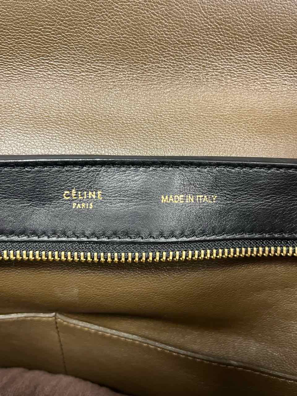 Celine Trapeze Tri Color Calfskin Leather & Blue Suede Purse