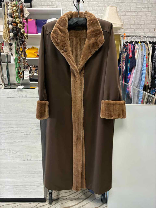 Phil.M.Stupp Brown Jacket with Light Brown Natural Mink  Fur Llining M