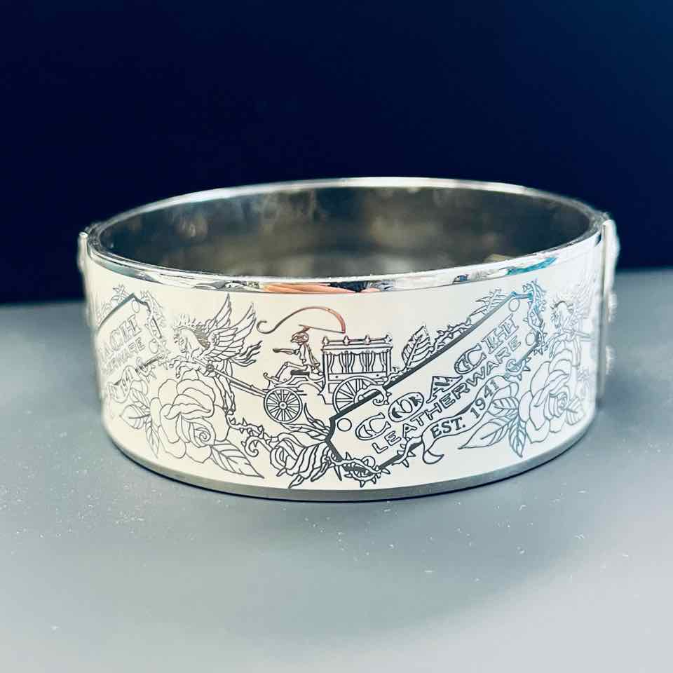 Coach Silver and Cream  Bangle Floral