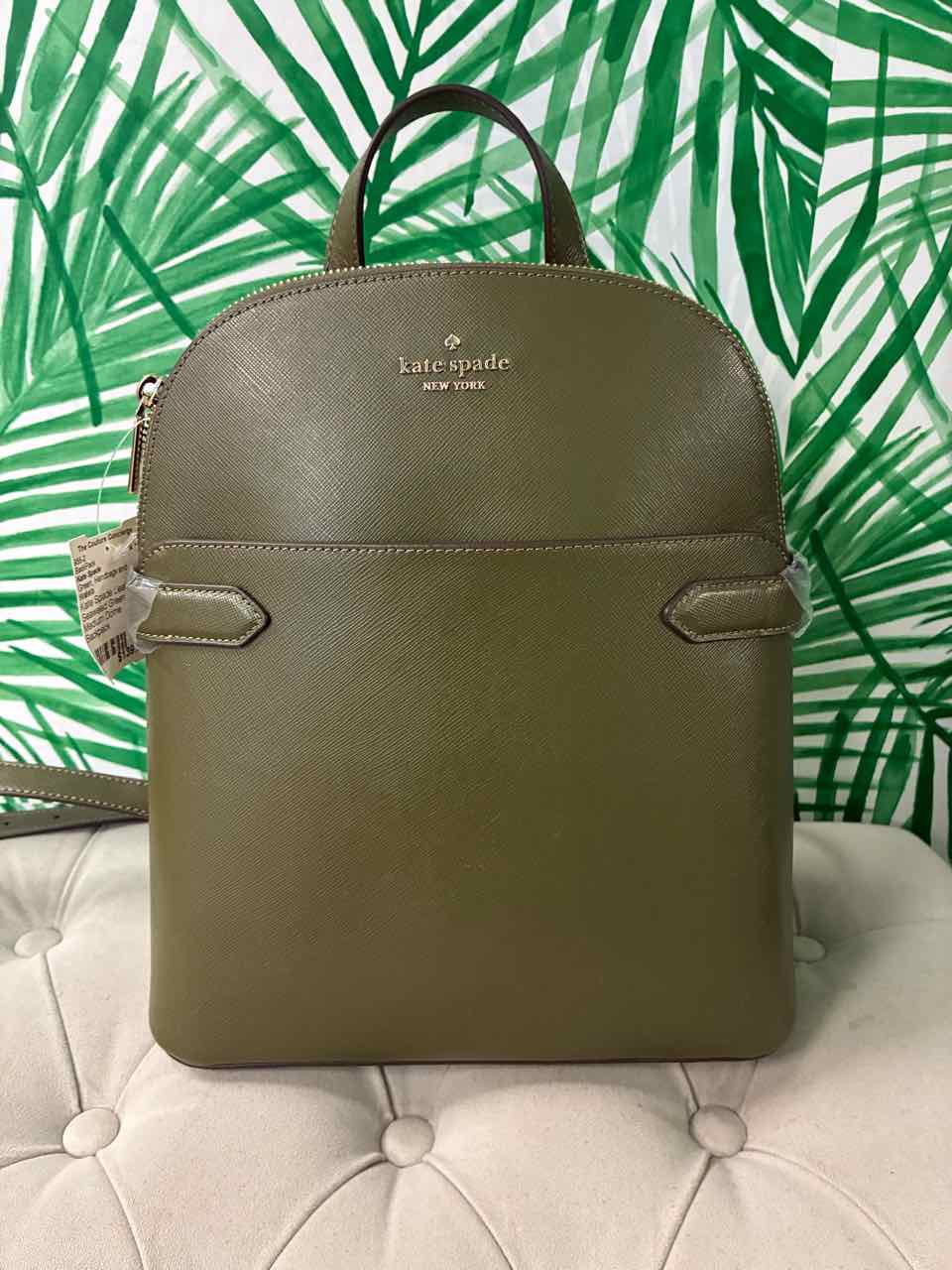 Kate Spade Leather Seaweed Green Medium Dome Backpack
