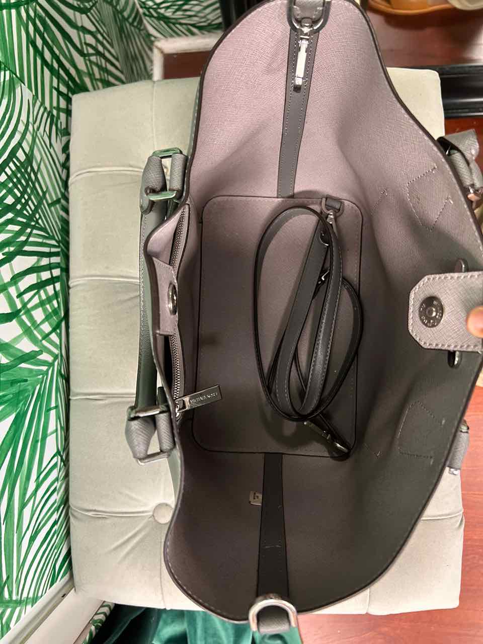 Michael Kors Grey Saffiano Leather Large Satchel Style Tote
