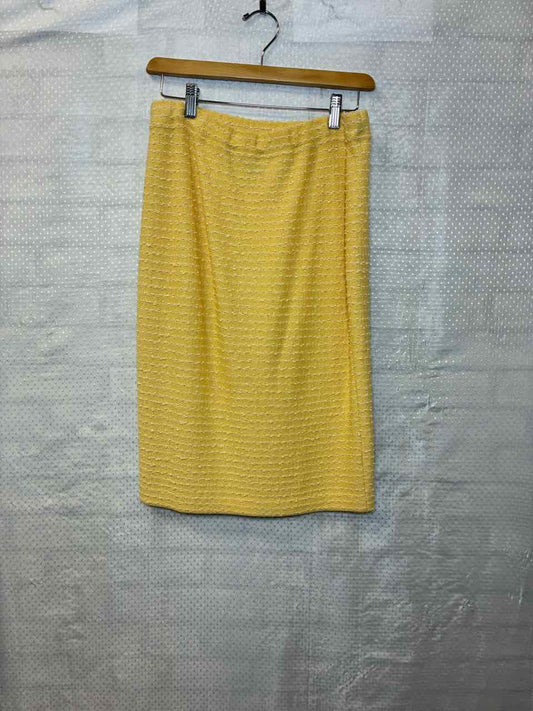 St John Knit Yellow White tweed skirt size 8