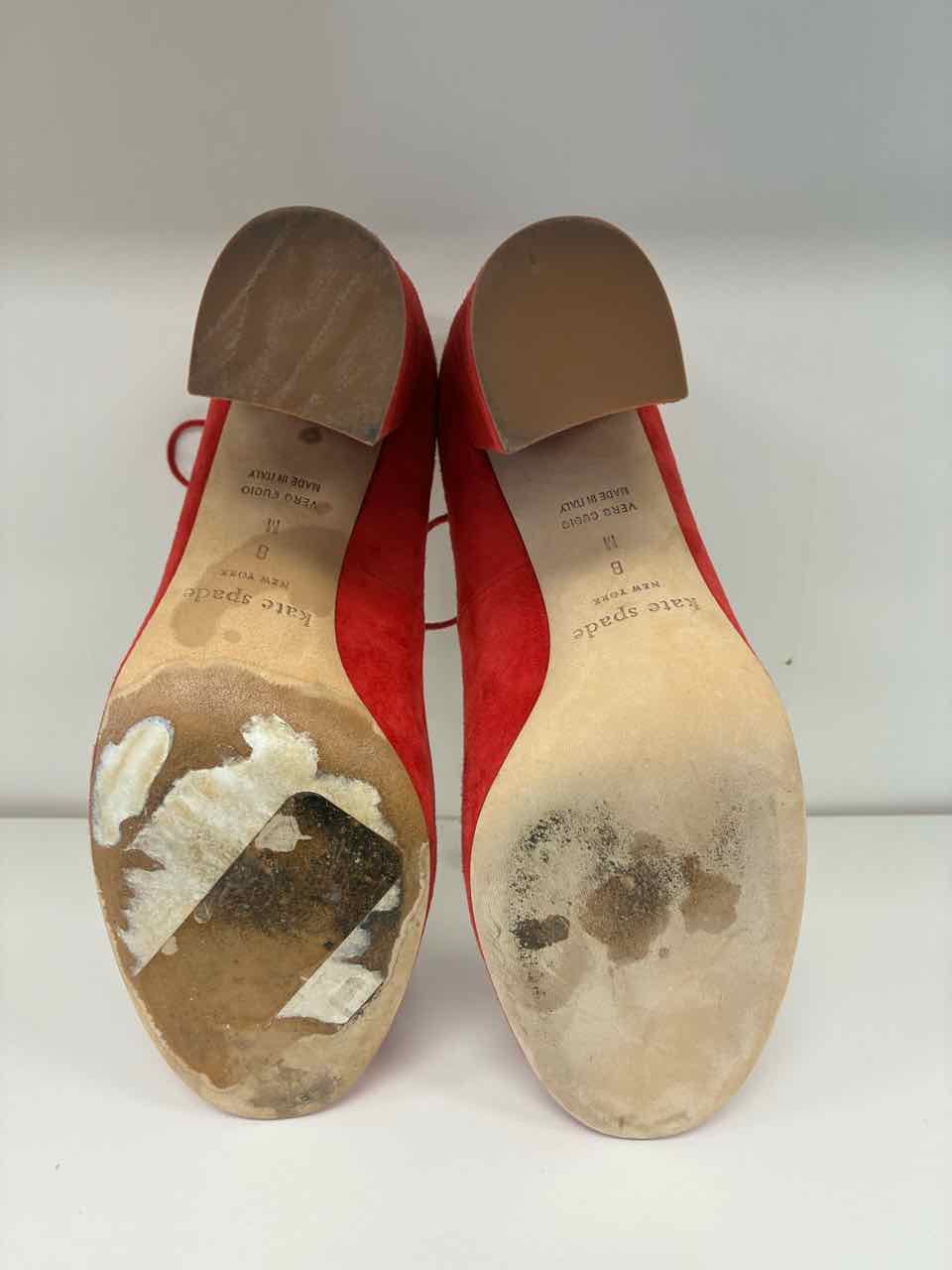 Kate Spade Size 8 Red Suede Pumps w/ Pearl Ankle Strap
