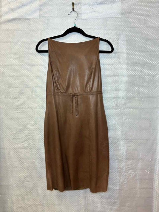 Robert Rodriguez brown genuine leather Sheath Dress S