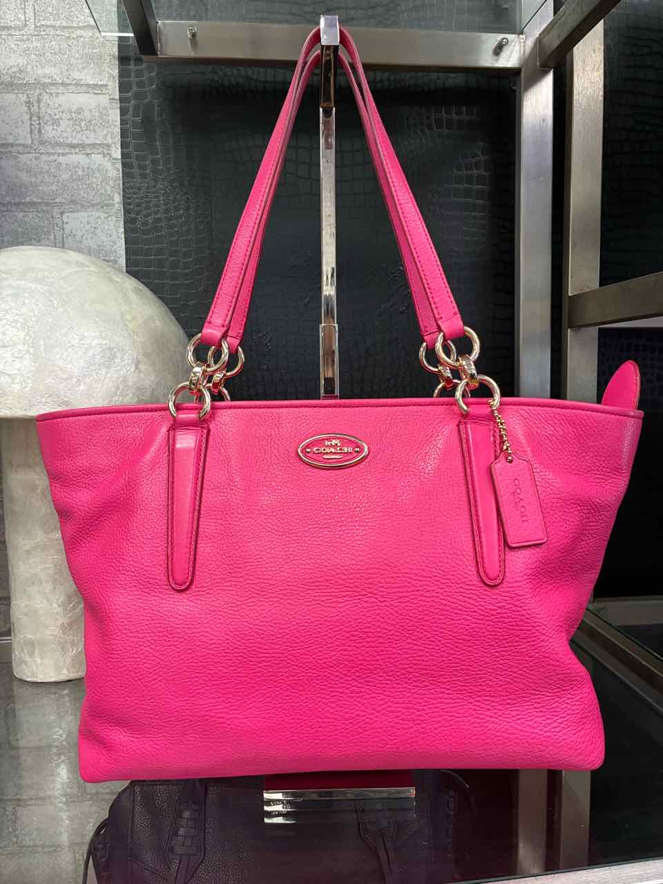 Coach Ellis tote in hot pink pebbled leather