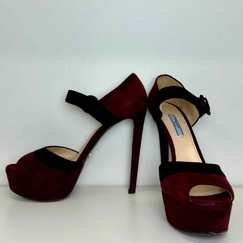 Prada Suede Burgundy Heels 40