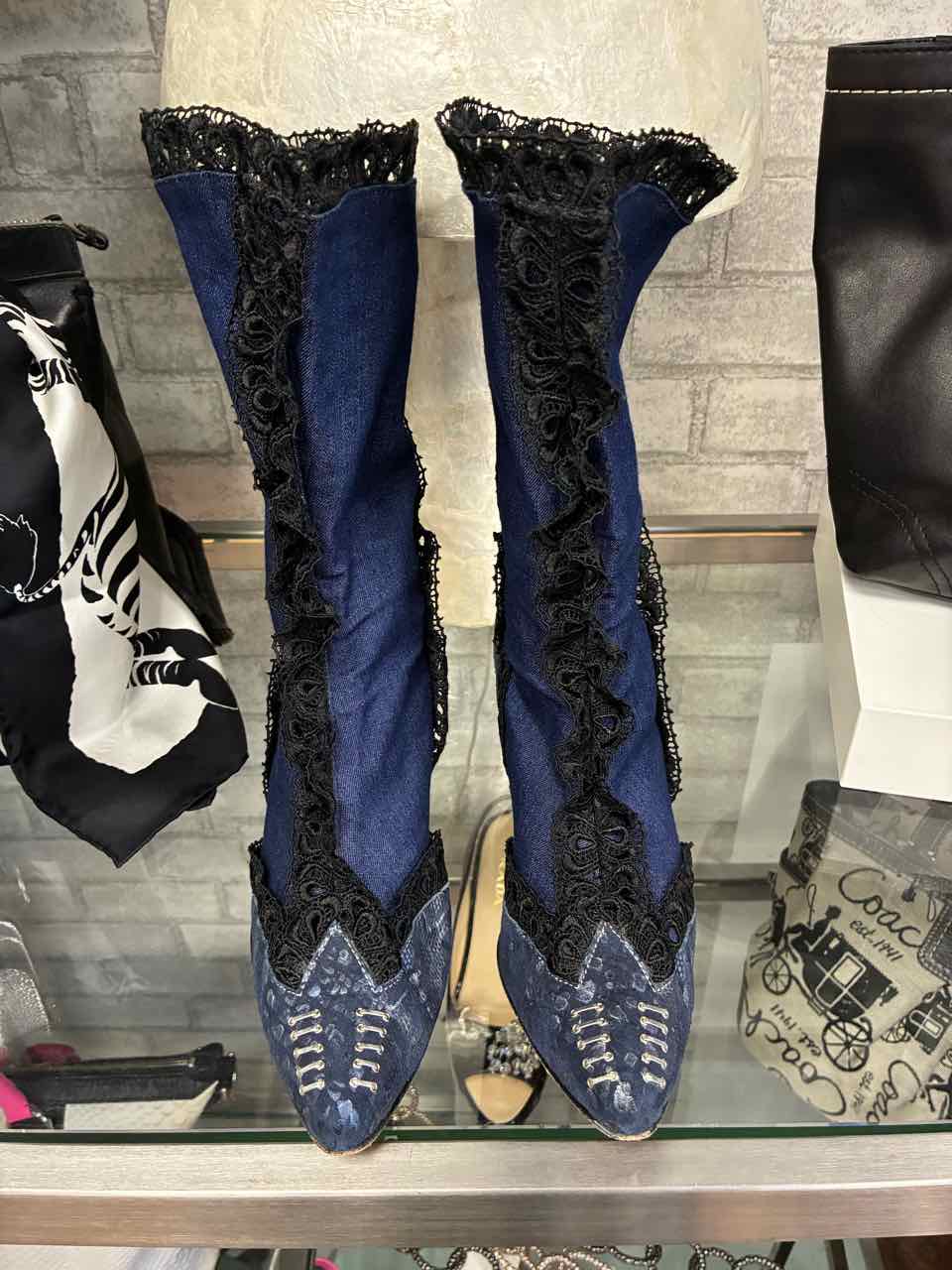 El Vaquero Blue Denim Shoe Size 39 Boots