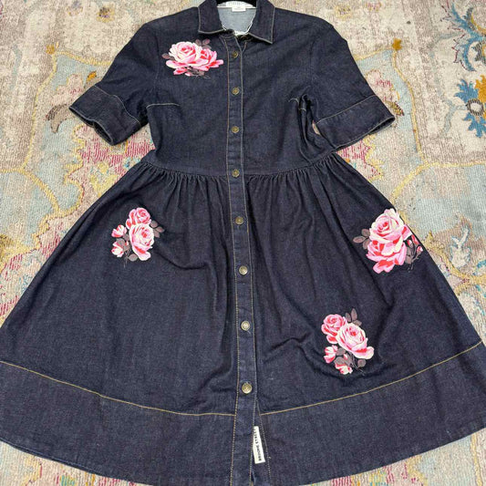 Kate Spade Jean Buttonup Dress with Pink Flowers