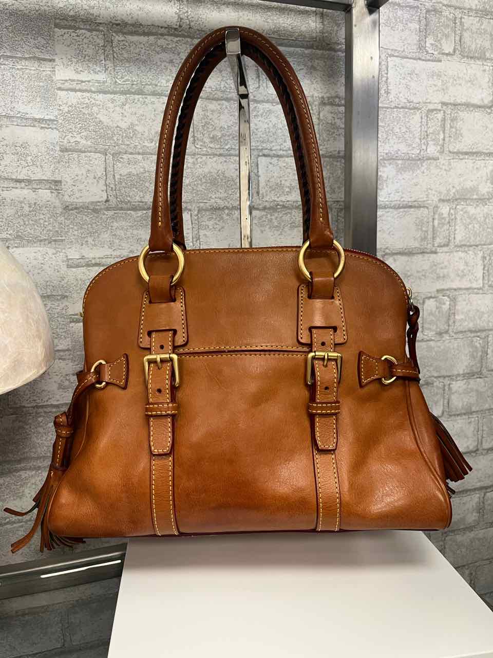 Vintage Dooney and Bourke Florentine Leather Chestnut Brown Large Satchel Purse