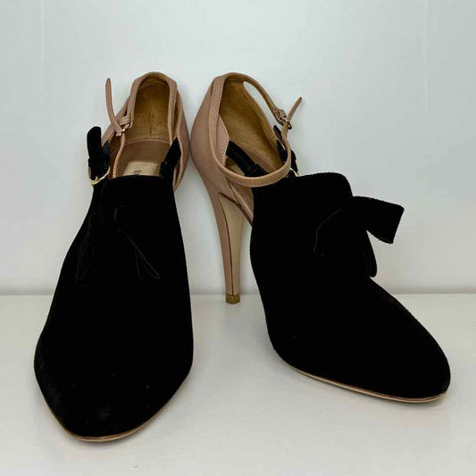 Valentino black leather and blush suede heels 36 5.5