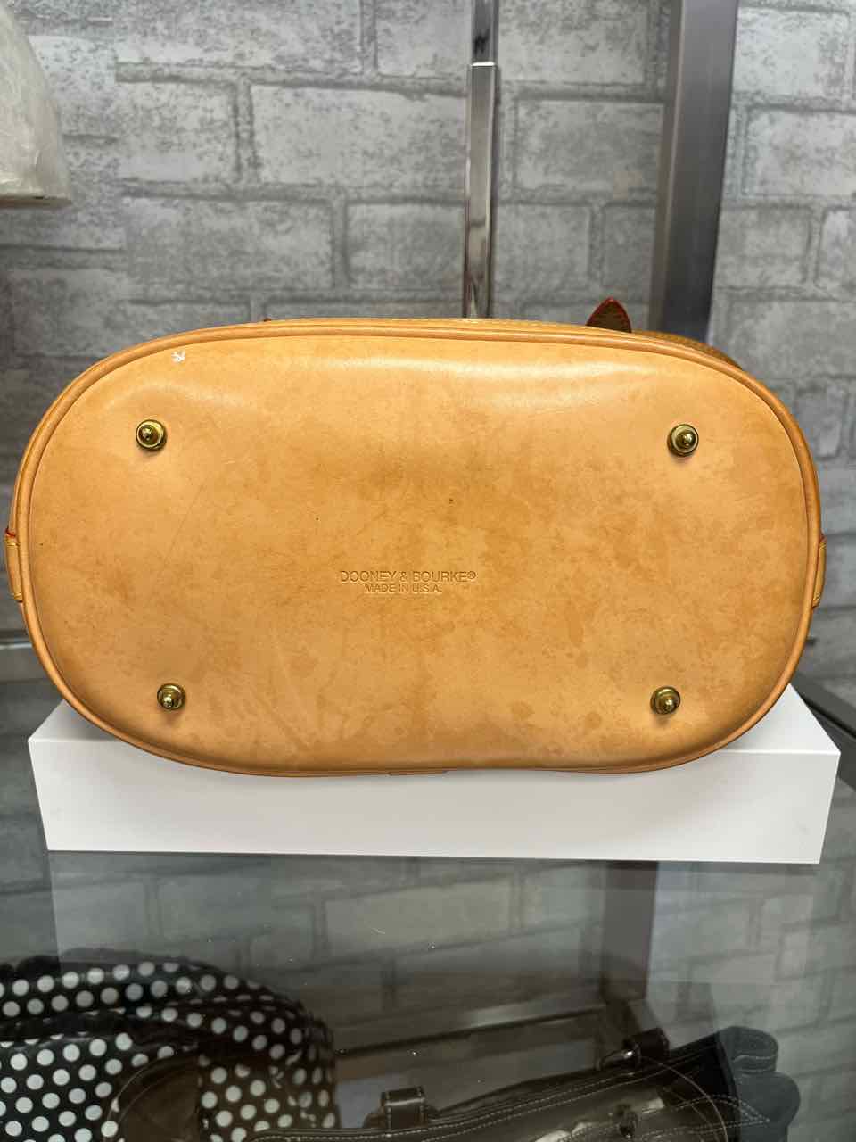 Vintage Dooney and Bourke Navy Canvas and Leather Bucket Bag