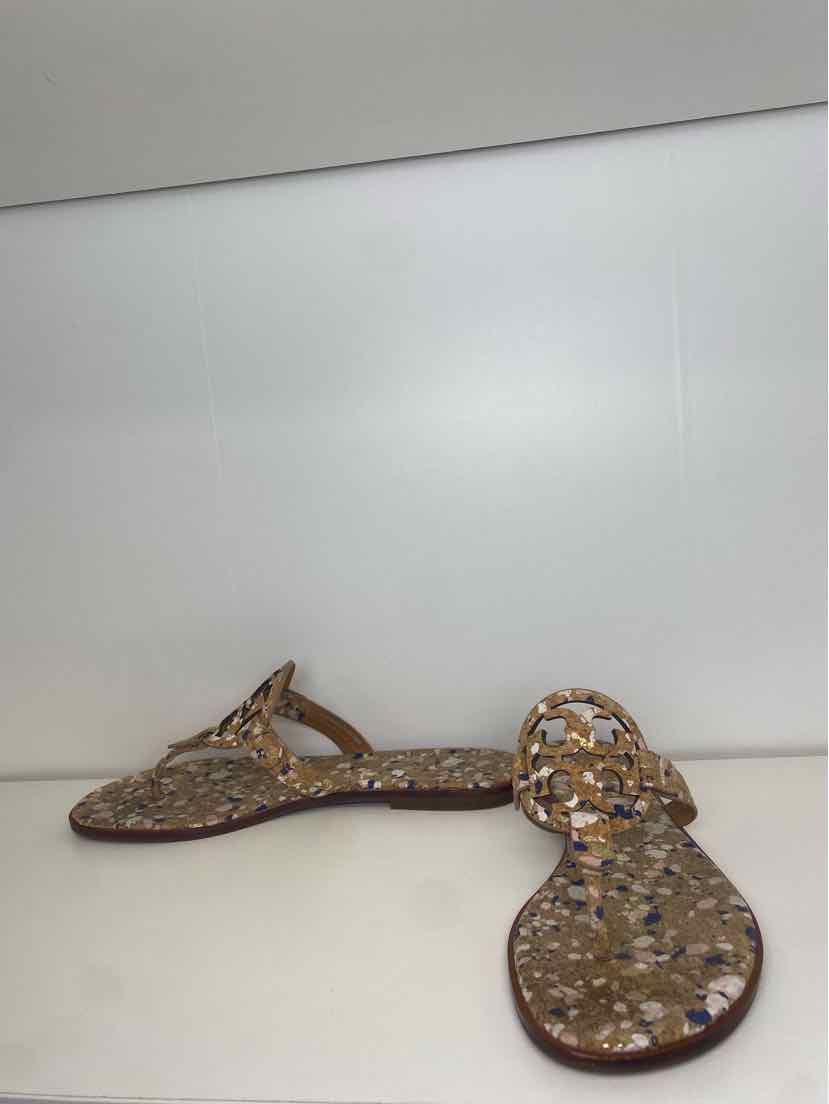 Tory Burch Size 8.5 New Ivory Confetti Cork Sandal