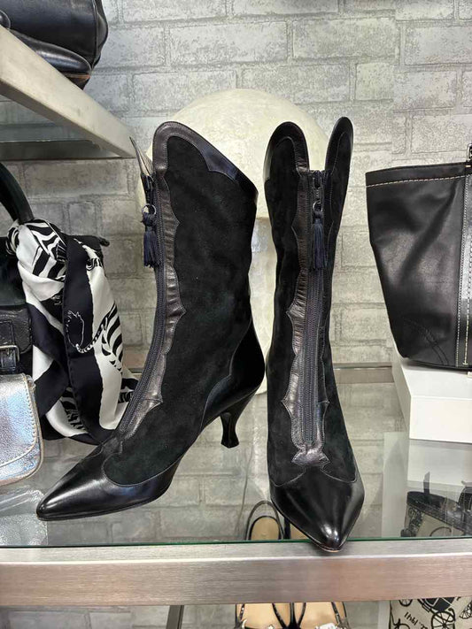 Vintage Peter Fox Black Suede and Leather Boots Size 9