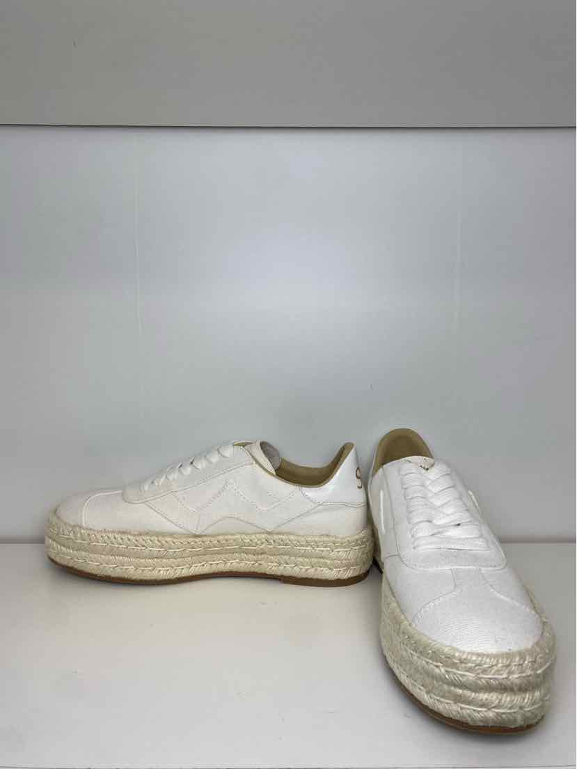 Stuart Weitzman 6.5 Daryl Espadrille Sneaker in White Canvas with a Jute Sole