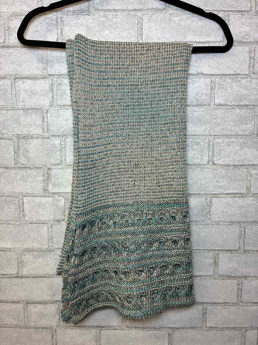 St.John One Size Cream, Teal, and Blue color mix Knit Shawl