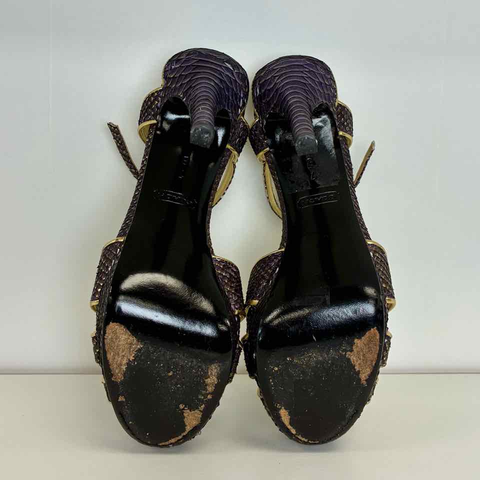 Coach Purple & Gold Snakeskin Heels 7