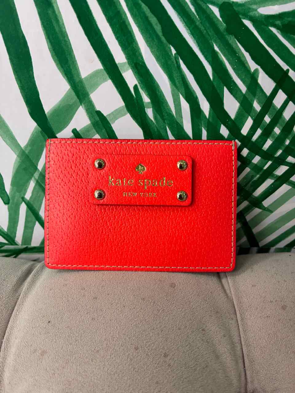 Kate Spade Red Leather Wallet w/ Gold Tone Buttons
