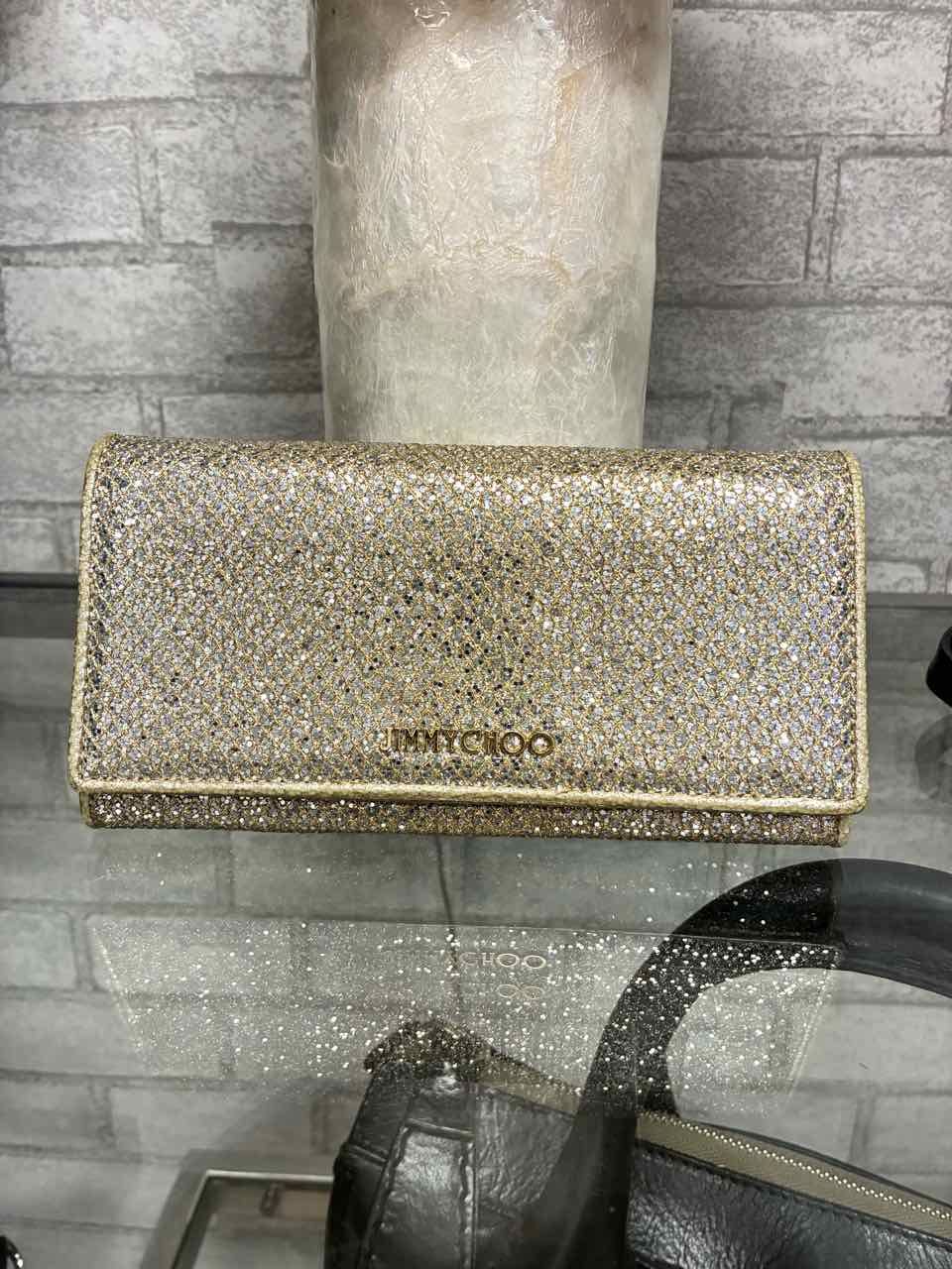 Jimmy Choo Gold/Silver Glitter Wallet/Clutch/Bag