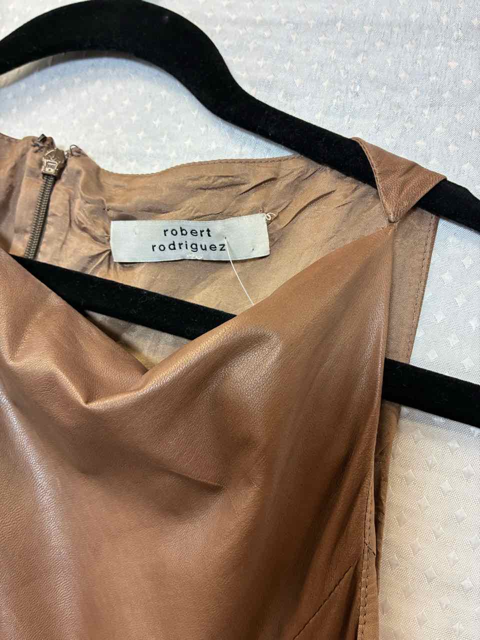 Robert Rodriguez brown genuine leather Sheath Dress S