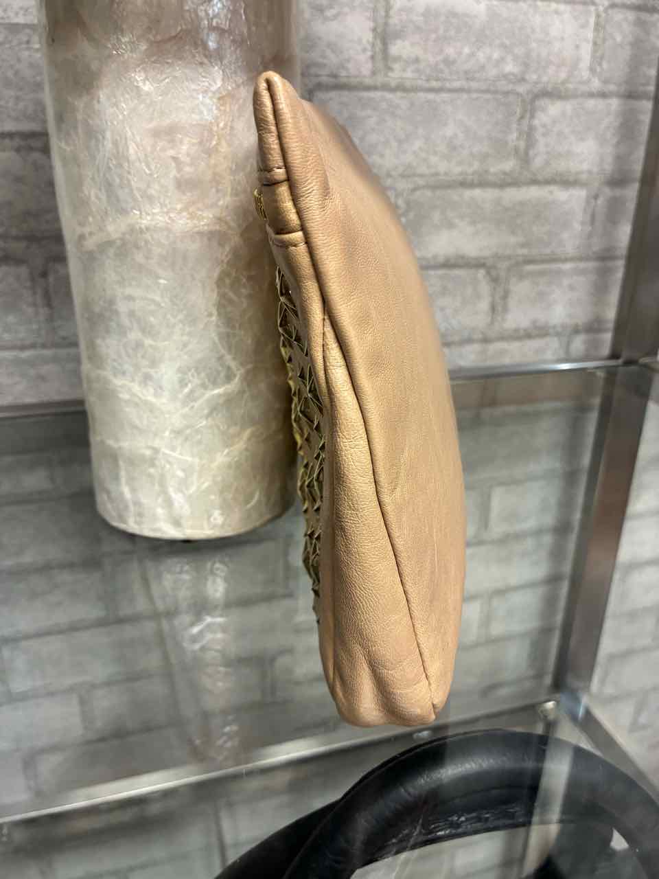 JIMMY CHOO ZENA NUDE CLUTCH W/ GOLD STARS