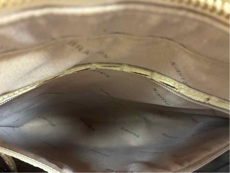 Brahmin Elaine Croc-Embossed Cream Satchel Purse