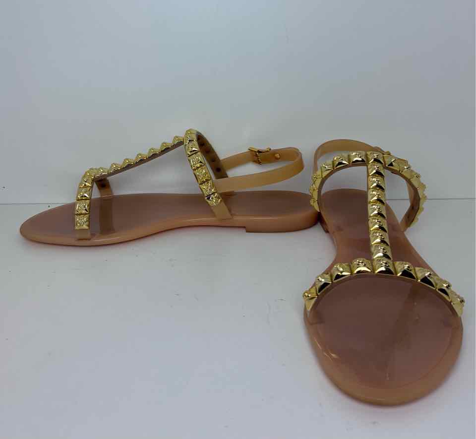Stuart Weitzman Size 10 Gold Studded Jelly Flat Sandals
