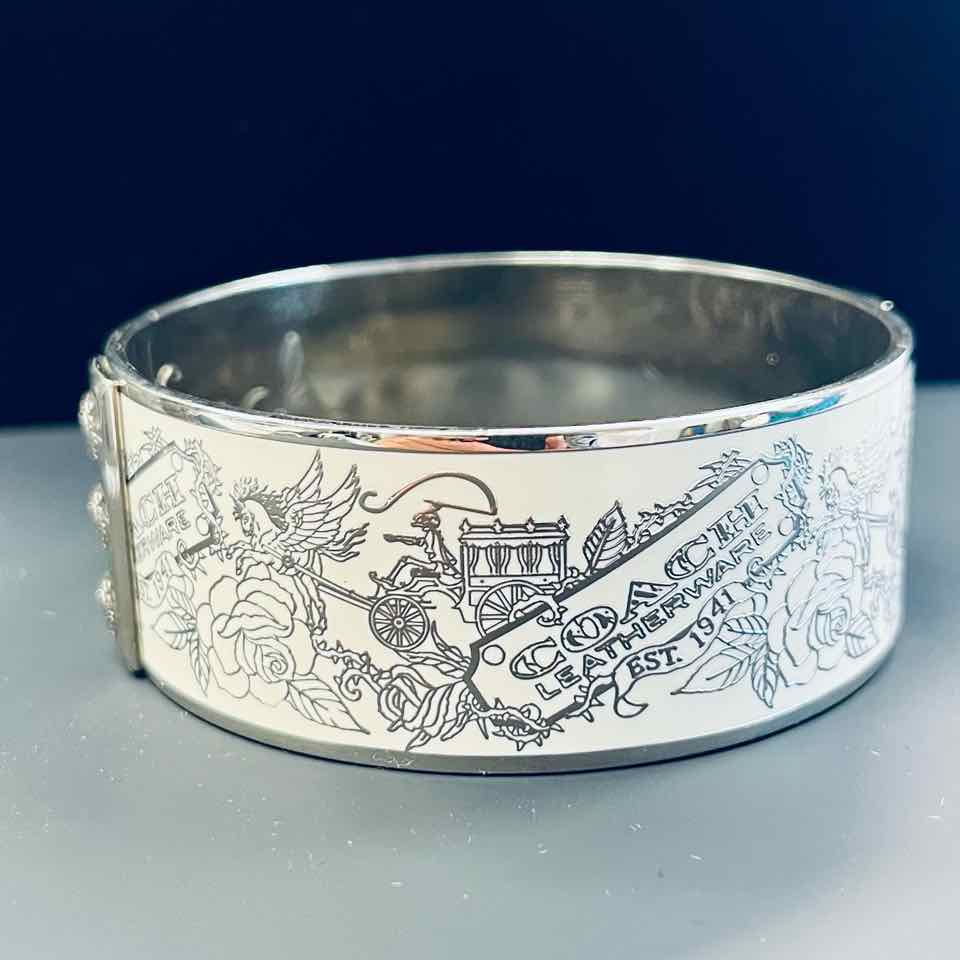 Coach Silver and Cream  Bangle Floral