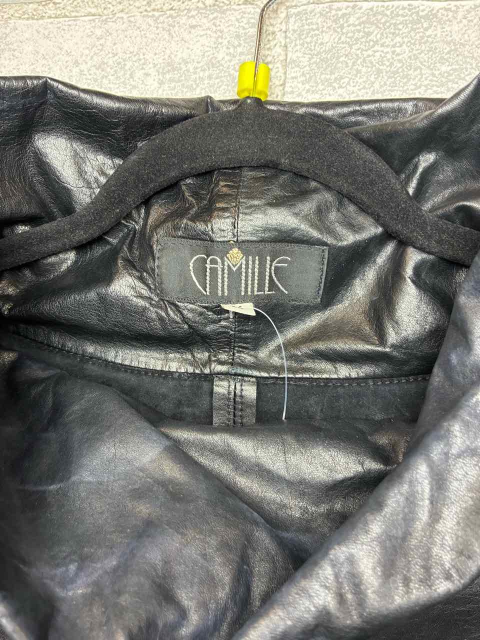 Camille Medium Black Leather Midi Coat w/ Capelet Shoulders